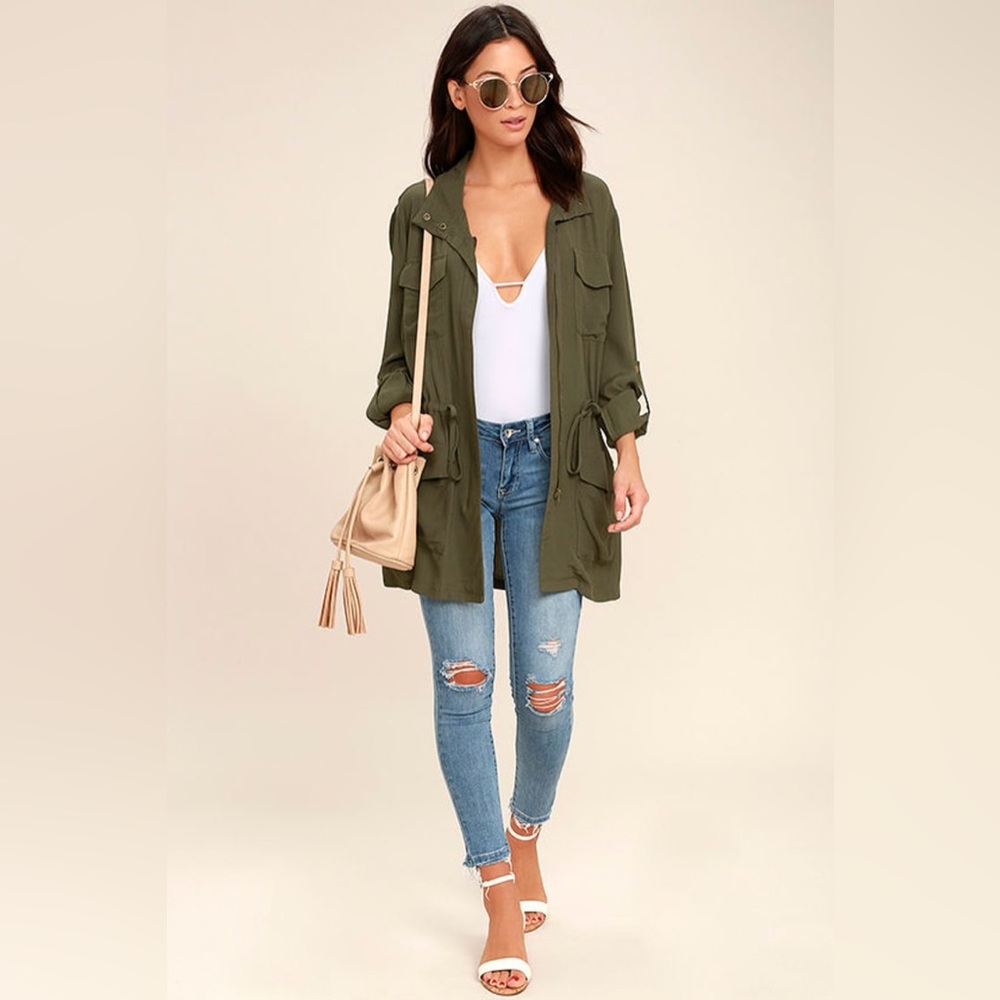 Lulus Do Work Olive Green Jacket